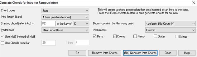 Generate Chords for Intro dialog